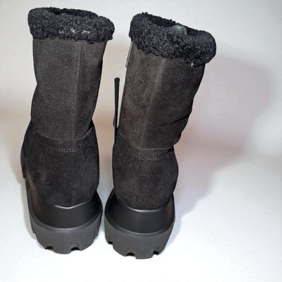 New Aquatalia Kyla Womens Weatherproof Suede & Sheepskin Zip Boot Black Size 8 - Picture 5 of 10
